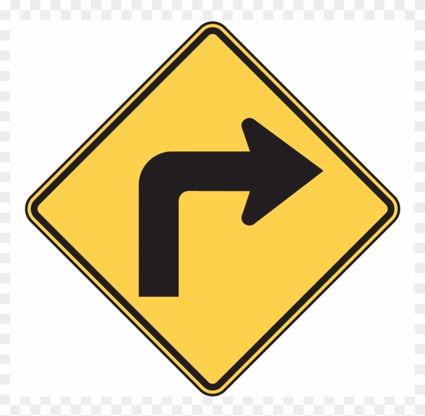 Right Turn Sign Is Used In - Right Turn Ahead Sign Clipart #5790387