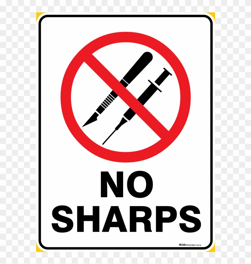 Prohibition No Sharps - No Sharps Sign Clipart #5791033