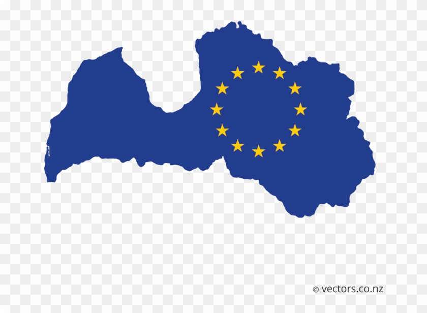 Eu Flag Vector Map Of Latvia - Latvia Map Icon Clipart