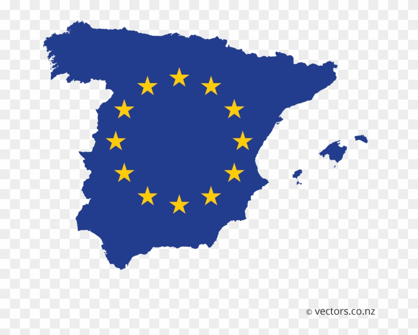Eu Flag Vector Map Of Spain - Spain Svg Clipart #5791985