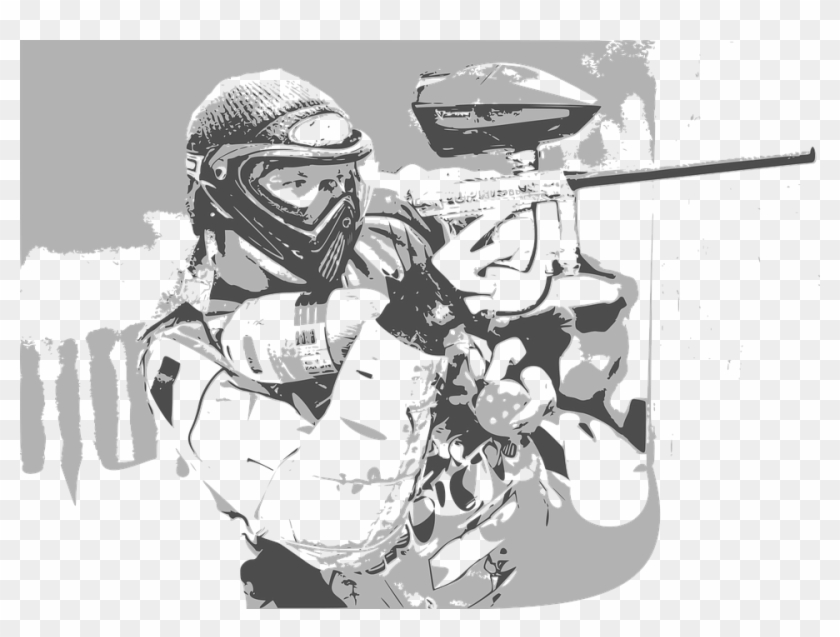 Paintball Paintball Player Game Sport Mask Player - Paintball Black And White Clipart