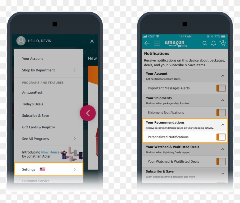 Tap The Top Left Menu Icon To Open The App Menu, Then - Amazon App Notifications Iphone Clipart #5793400