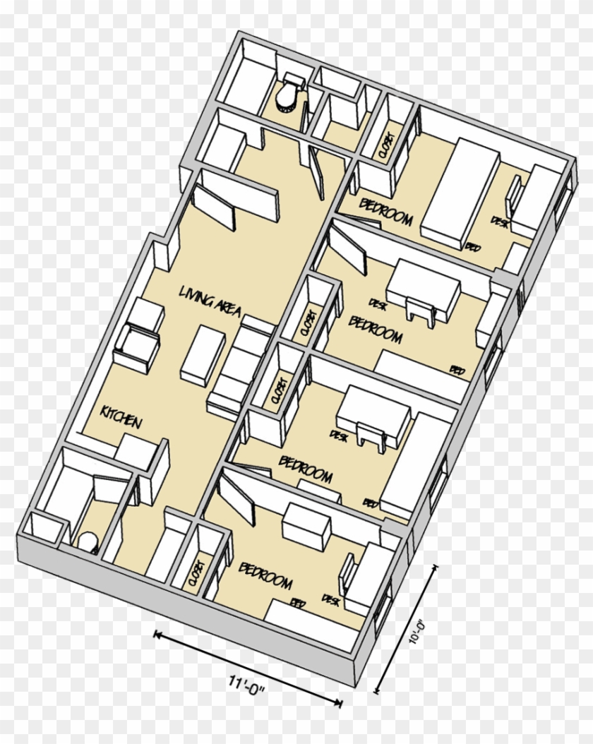 Murray Hall Room Layout - Texas Tech Murray Dorm Room Clipart #5797686