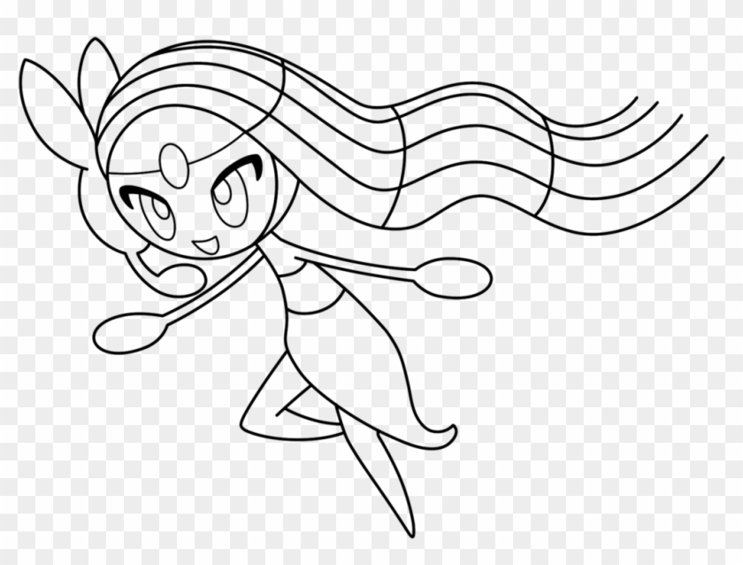 Meloetta Cute Pokemon Girl Coloring Page - Pokemon Meloetta Coloring Clipart #5798532