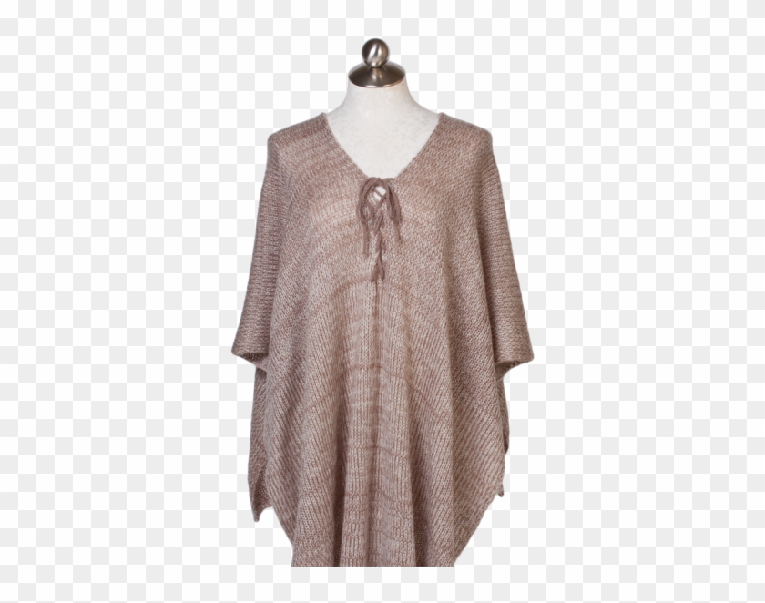 1980 Beige Lace Up Poncho - Cardigan Clipart