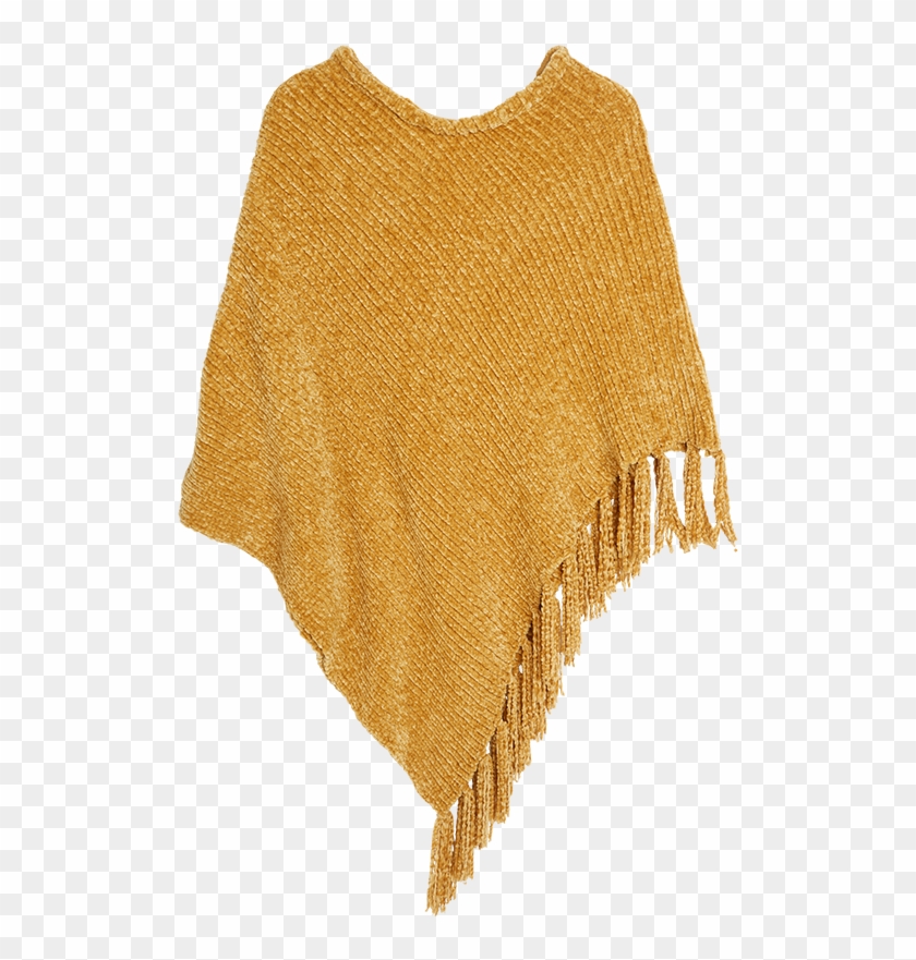 Yellow Poncho With Fringes Yellow - Wool Clipart