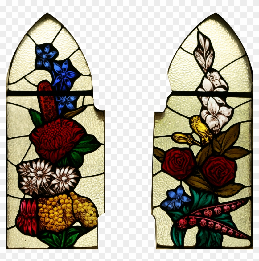 Stjohnsashfield Stainedglass Flowers - Stained Glass Windows Png Clipart