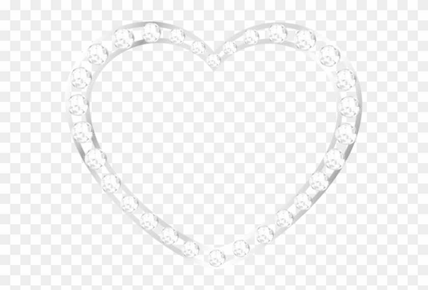 Silver Heart With Diamonds - Silver Gold Png Frame Clipart