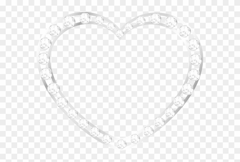 Silver Heart With Diamonds - Silver Gold Png Frame Clipart #581232