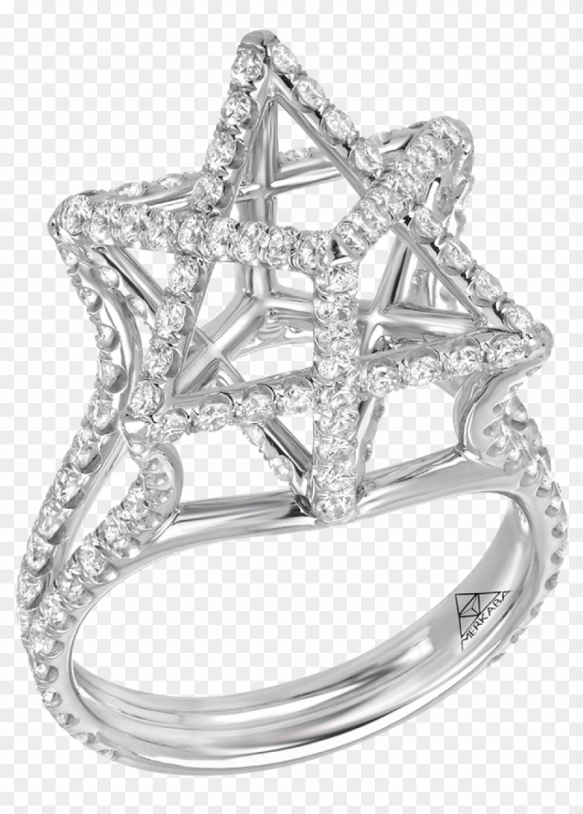 Merkaba Light Large Platinum Ring With Diamonds , Png Clipart