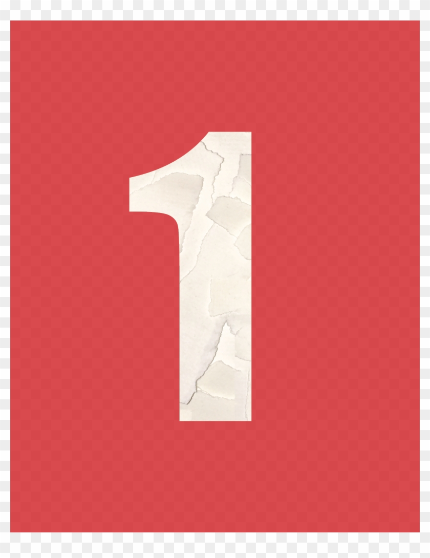 Number One Designed From Hand Torn Paper, Photographed, - Origami Paper Clipart