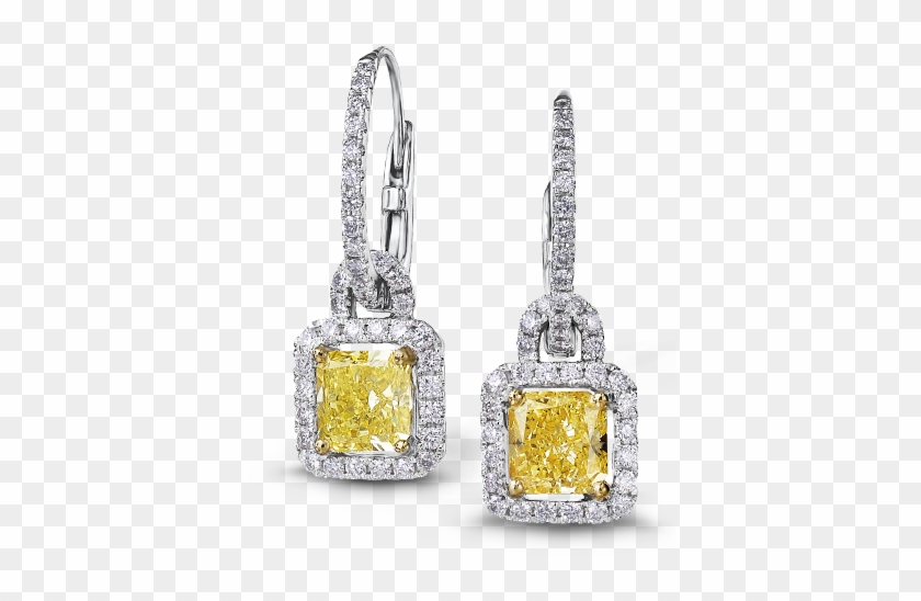 Shimansky Fancy Yellow Diamond Halo Drop Earrings - Earrings Clipart #582206