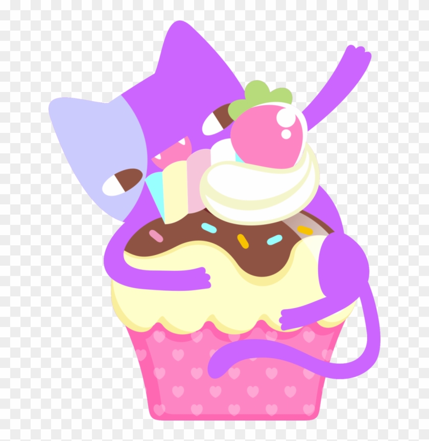 Pencil And In Color - Cat Cupcake Cartoon Clipart