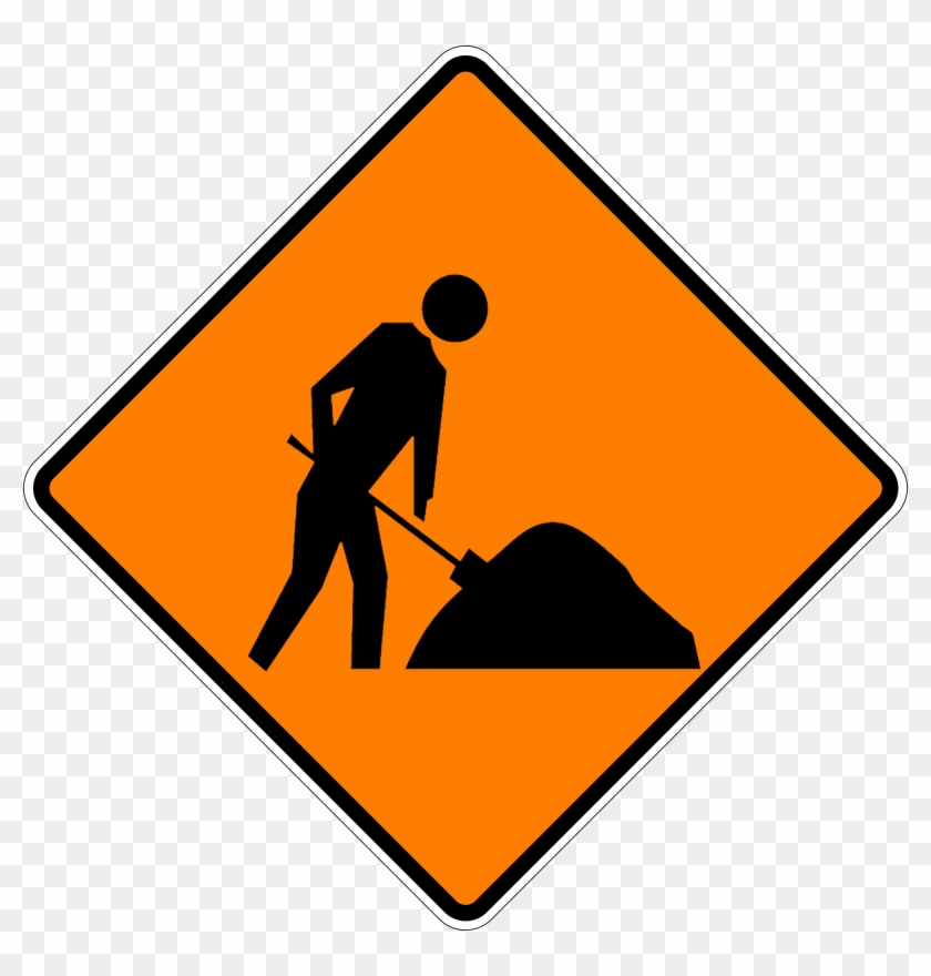 Road Works Ahead Pw03 2 01 - Free Printable Construction Sign Clipart