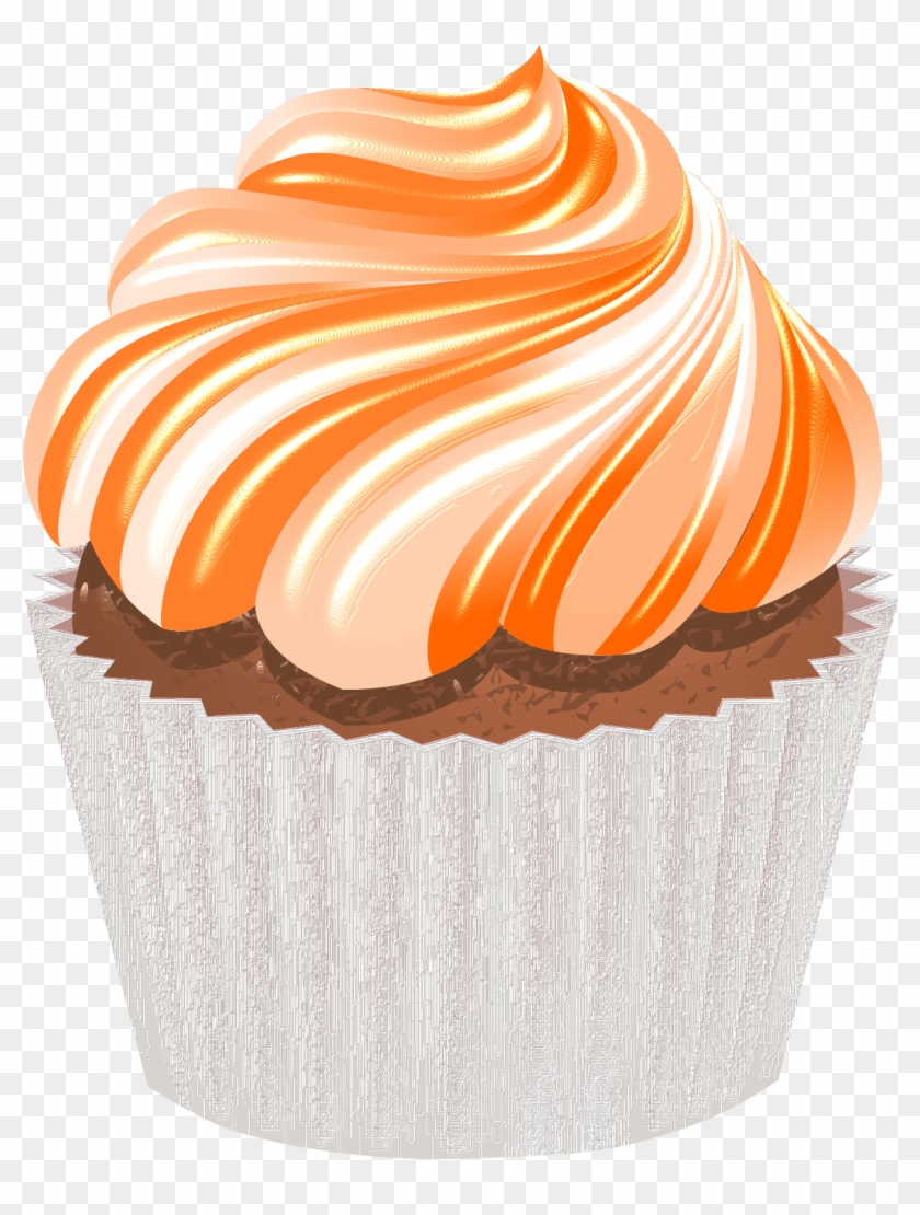 Clipart Cupcake Orange - Orange Frosting Cupcake Clipart - Png Download #583562