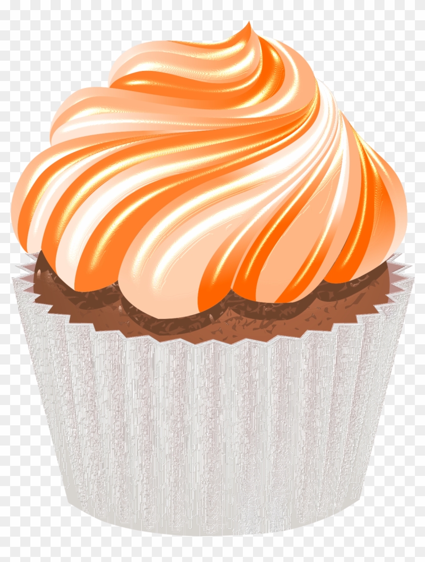 Clipart Cupcake Orange - Orange Frosting Cupcake Clipart - Png Download