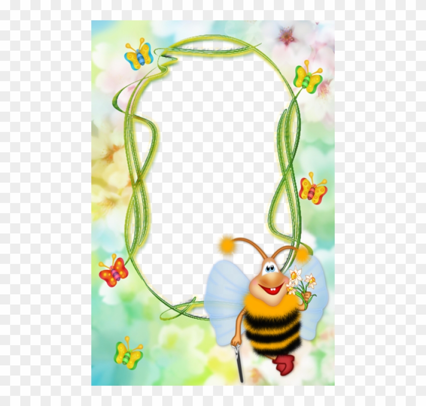 Cute Kids Transparent Photo Frame With Bee Png - Bee Frame Transparent Clipart