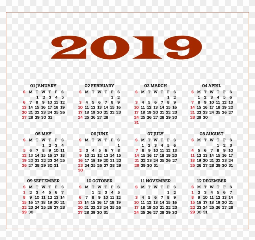 2019 Calendar Png Free Download Clipart #584000