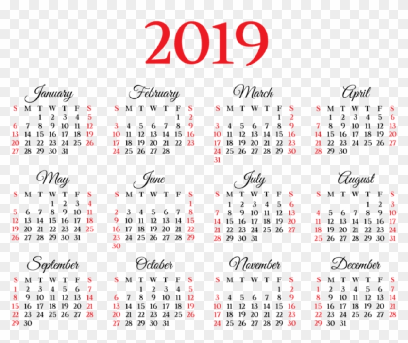 Free Png 2019 Calendar Png - Calendar 2019 Png File Clipart