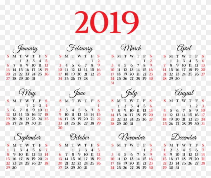 Free Png 2019 Calendar Png - Calendar 2019 Png File Clipart #584112