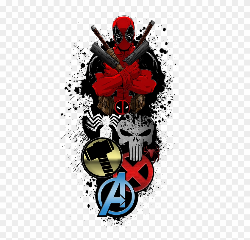 Deadpool Png Transparent Image - Marvel Black And White Tattoo Clipart #584575