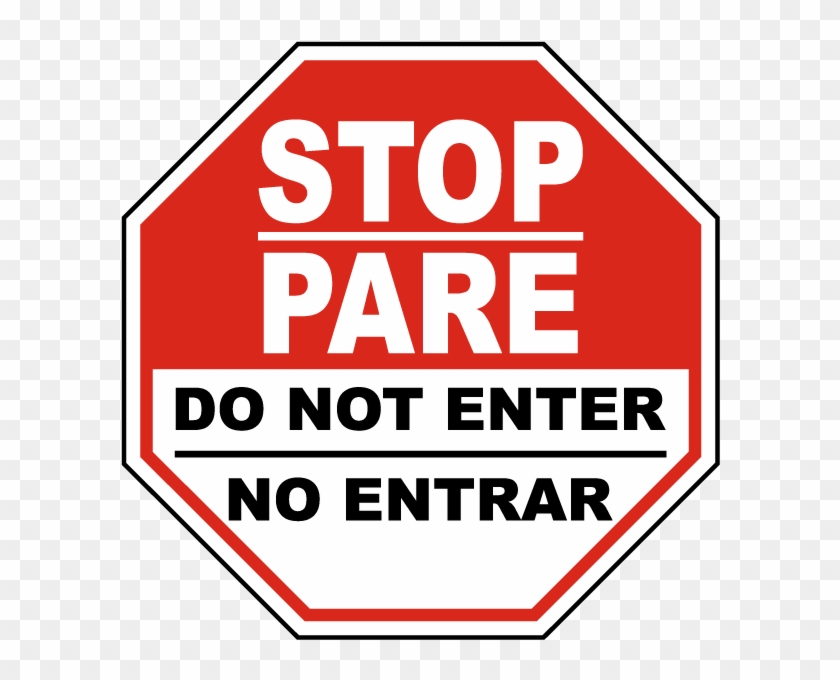 600 X 600 4 - Bilingual Do Not Enter Sign Clipart #585089