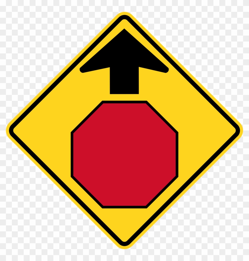 Open - Stop Sign Ahead Sign Clipart #585222