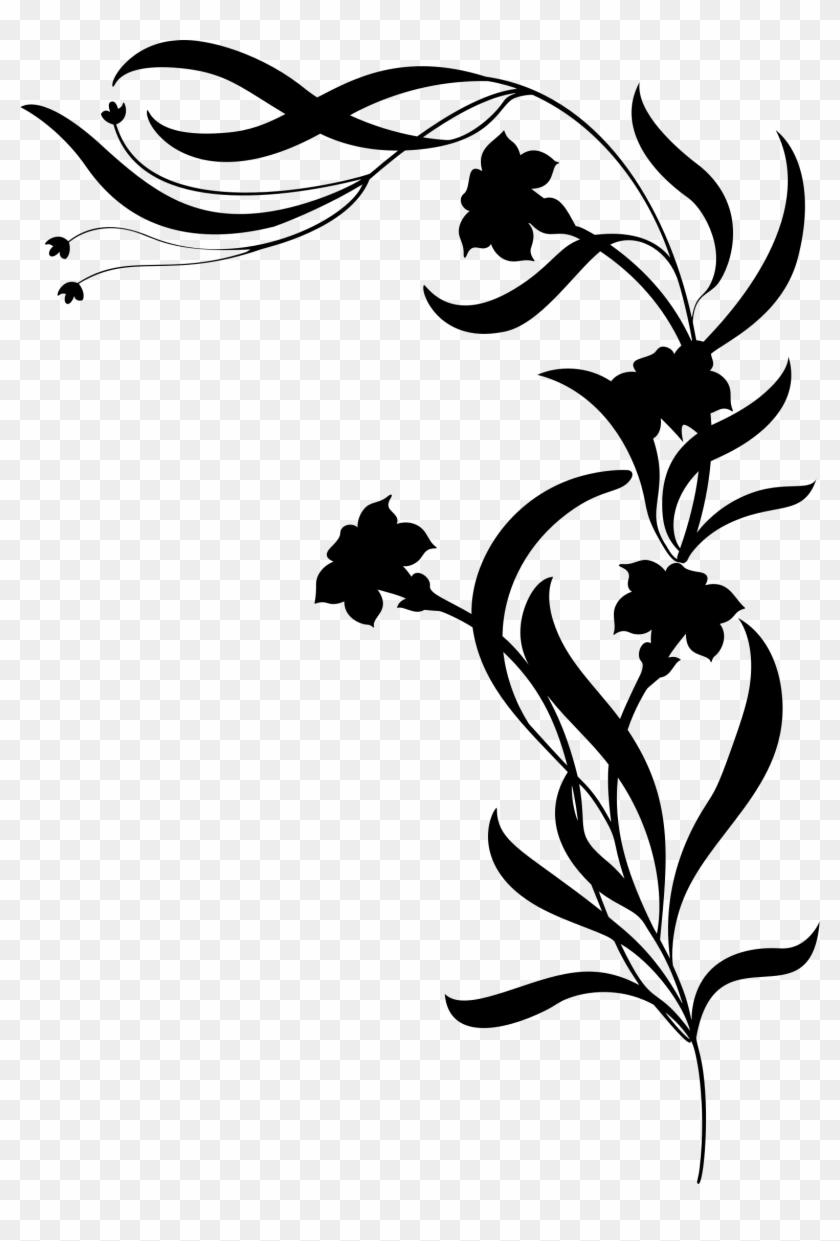 Flower Vine Silhouette - Drawing Black And White Flowers Clipart #587067