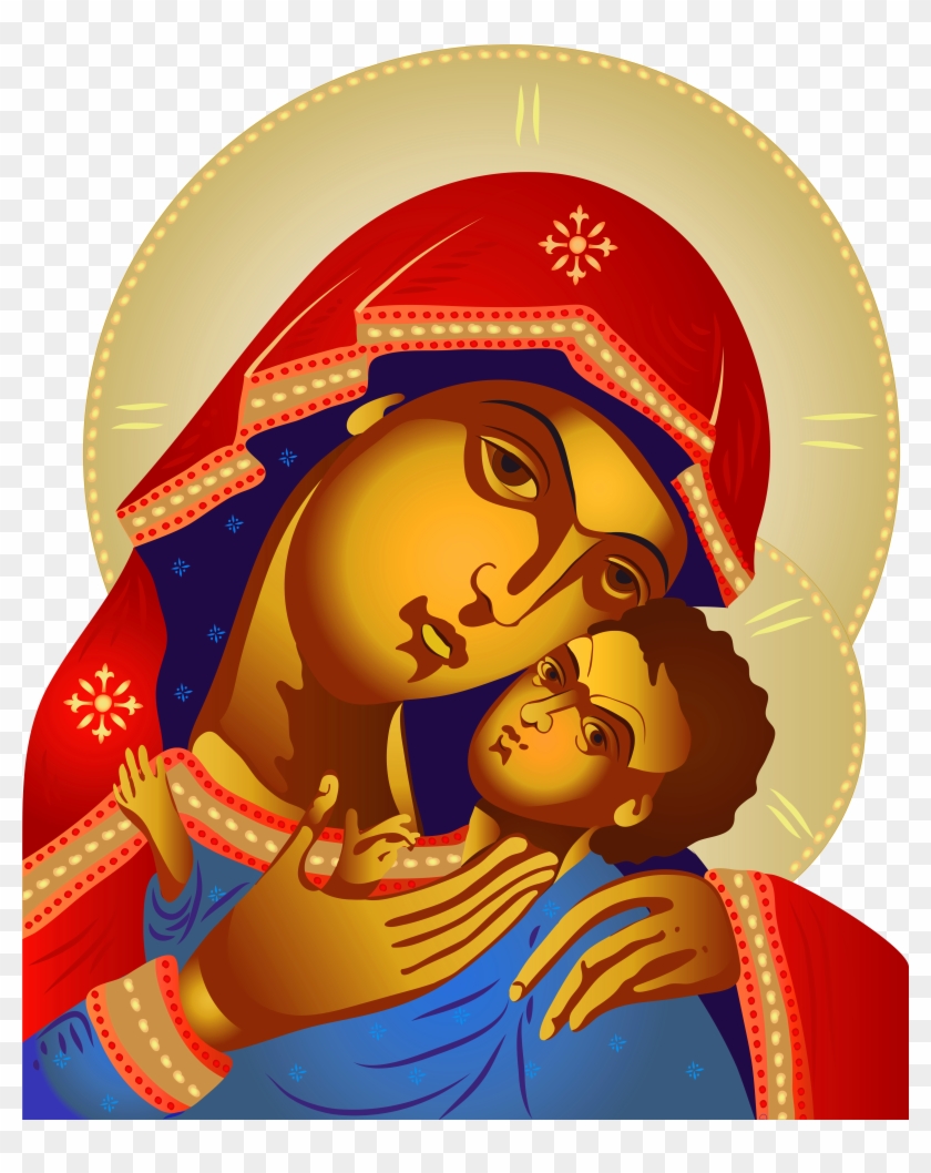 Virgin Mary And Baby Jesus Png Clip Art - Virgin Mary Emoji Transparent Png #587195