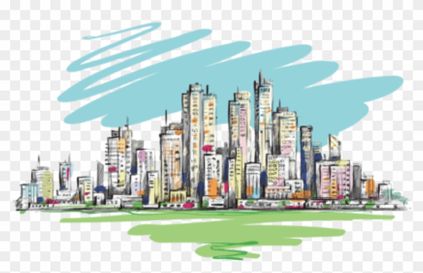 Free Png Download City Line Transparent Watercolor - Ciudad Acuarela Png Clipart