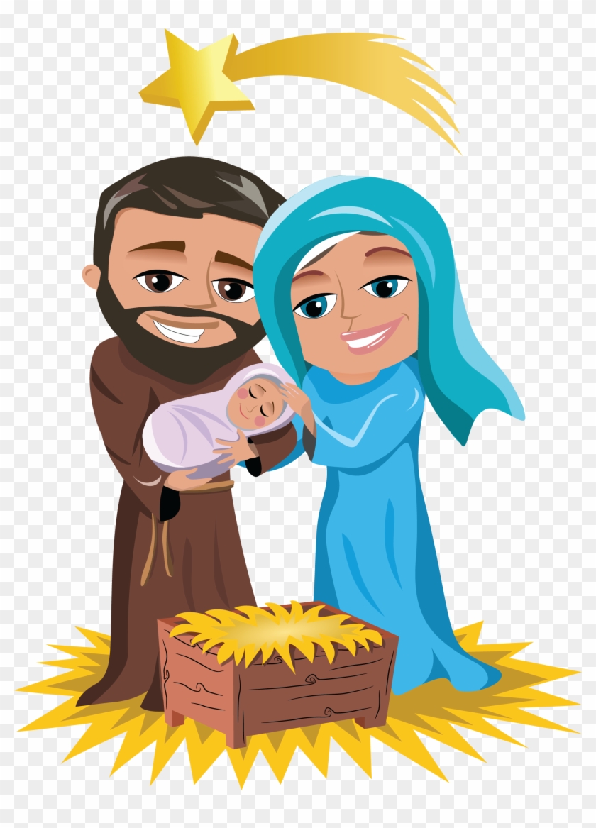 Png Royalty Free Christmas Jesus Clipart - Mary And Joseph Cartoon Transparent Png #587659