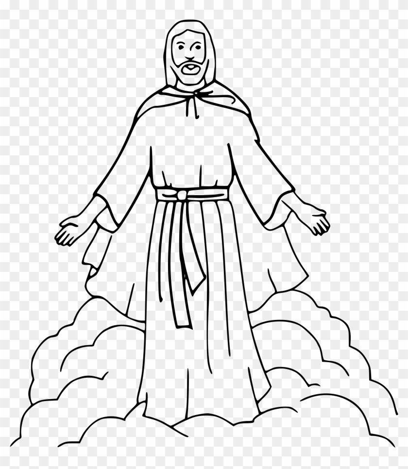 Black And White Drawings Of Jesus - Jesus In Clouds Drawing Clipart