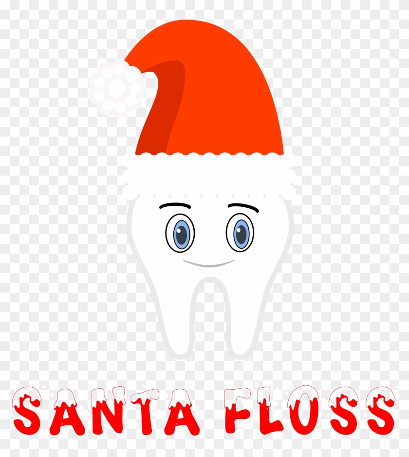 Funny Dentist Christmas Santa T-shirt With Tooth Wearing Clipart