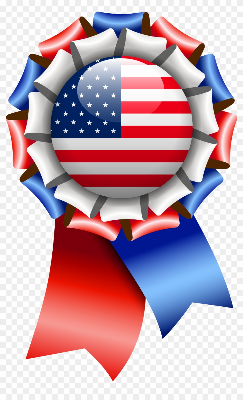 Usa Flag Rosette Ribbon Png Clipart Image - Circle Transparent Png #588972