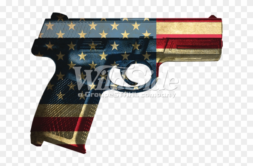 Hand Gun With Colored Usa Flag - Starting Pistol Clipart #589060
