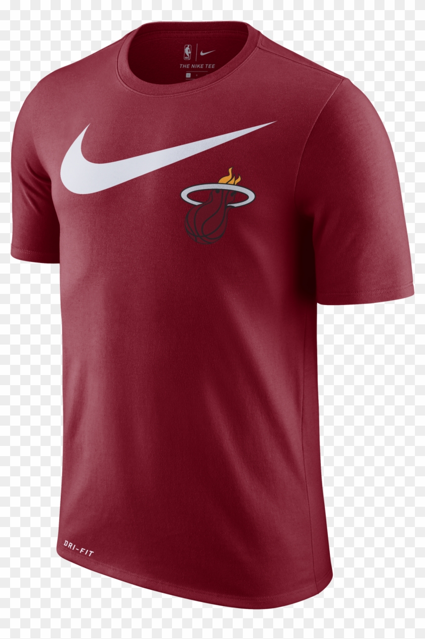 Nike Miami Heat Short Sleeve 2018 Swoosh Tee Red - Nike Nba T Shirt Cleveland Cavaliers Clipart #5800111