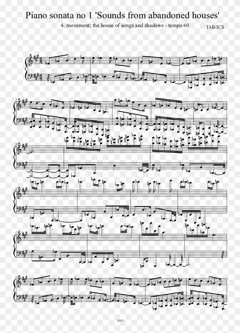 Piano Sonata No 1 'sounds From Abandoned Houses' Sheet - Sheet Music Clipart