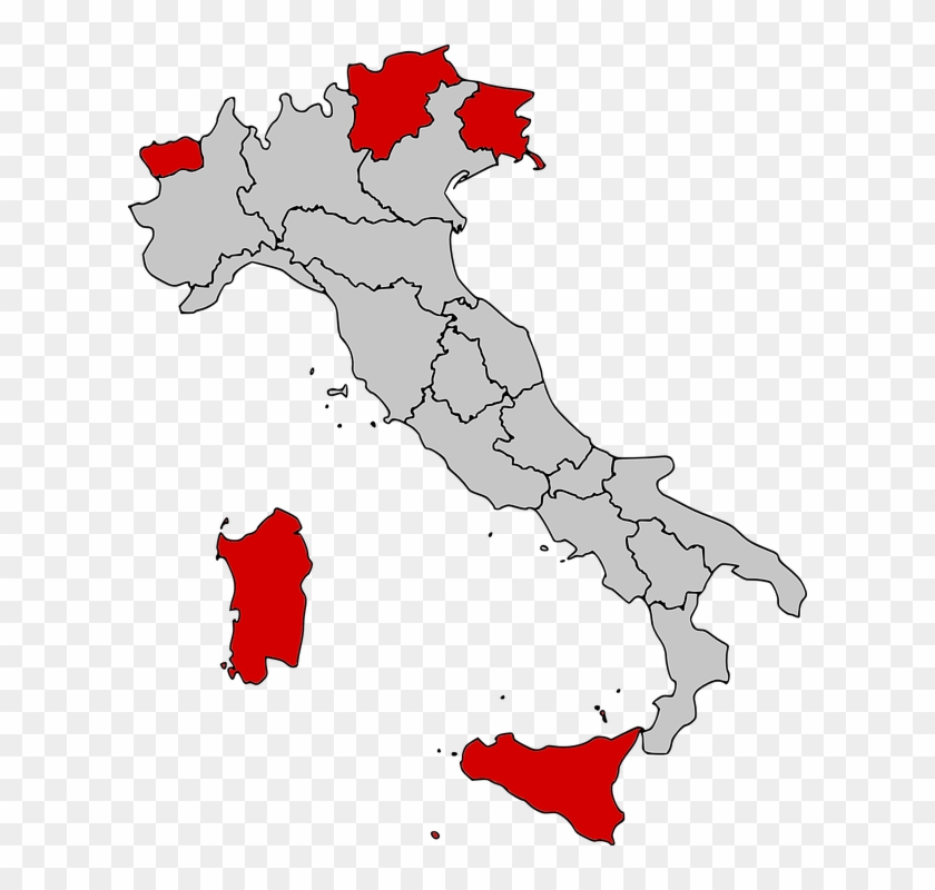 Map Autonomous Regions Italy Country Geography - Autonomous Regions Of Italy Clipart