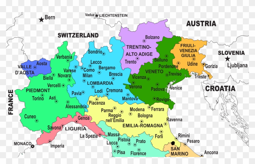 Free Collection Of 40 Map Of Italy Northern Region - Northern Italy Regions Clipart