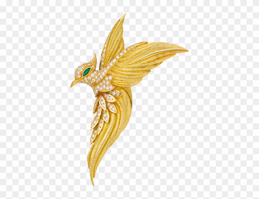 Yellow Gold And Diamonds Bird Of Paradise Brooch - Emberizidae Clipart #5802372
