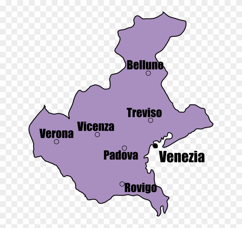 Veneto Map - Map Of Veneto Italy With Cities Clipart