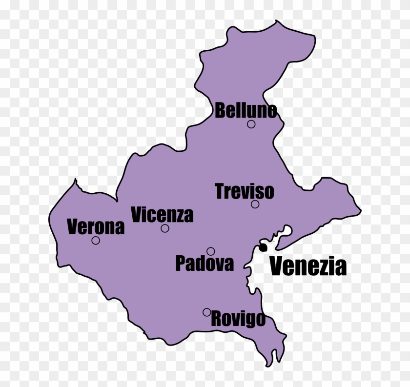Veneto Map - Map Of Veneto Italy With Cities Clipart #5802486