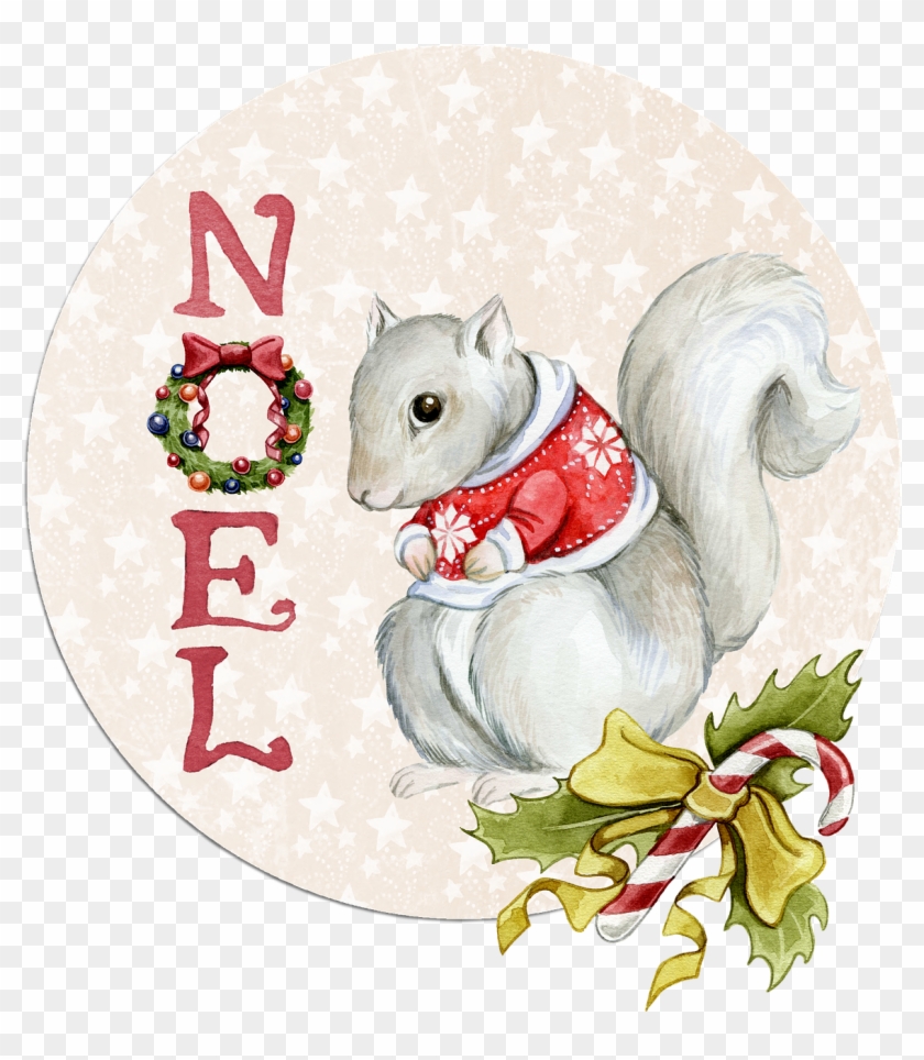 Noel Squirrel Watercolor Clipart #5804133