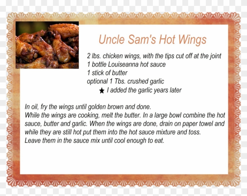 Free Recipe Card - Hot Wings Recipe Clipart #5804247