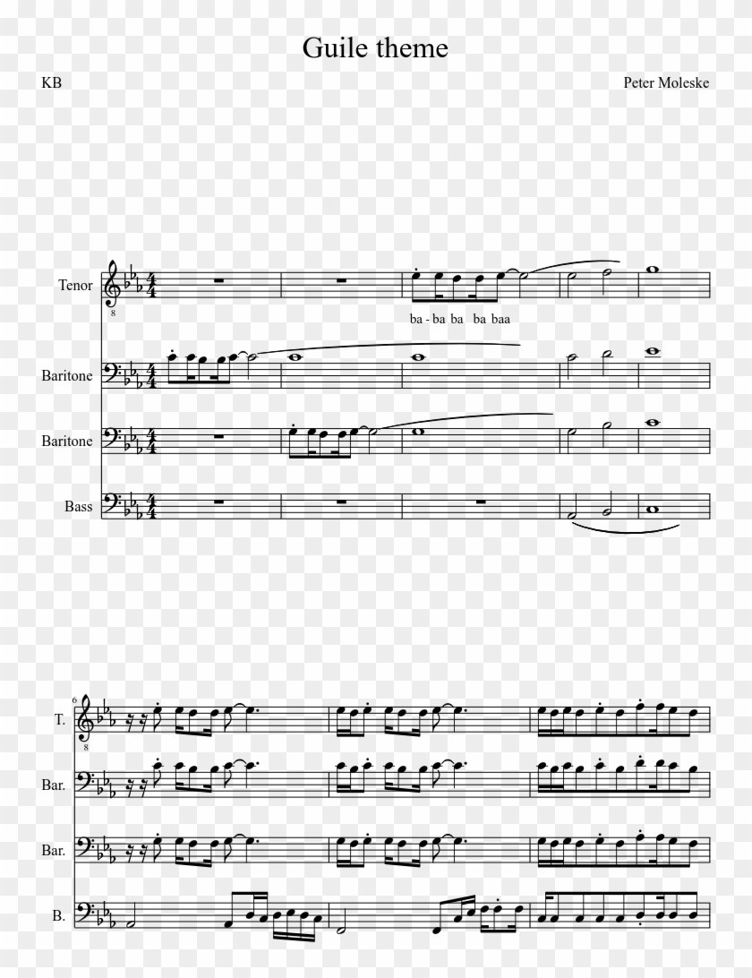Guile Theme Sheet Music Composed By Peter Moleske 1 - War Trumpet Sheet Music Clipart