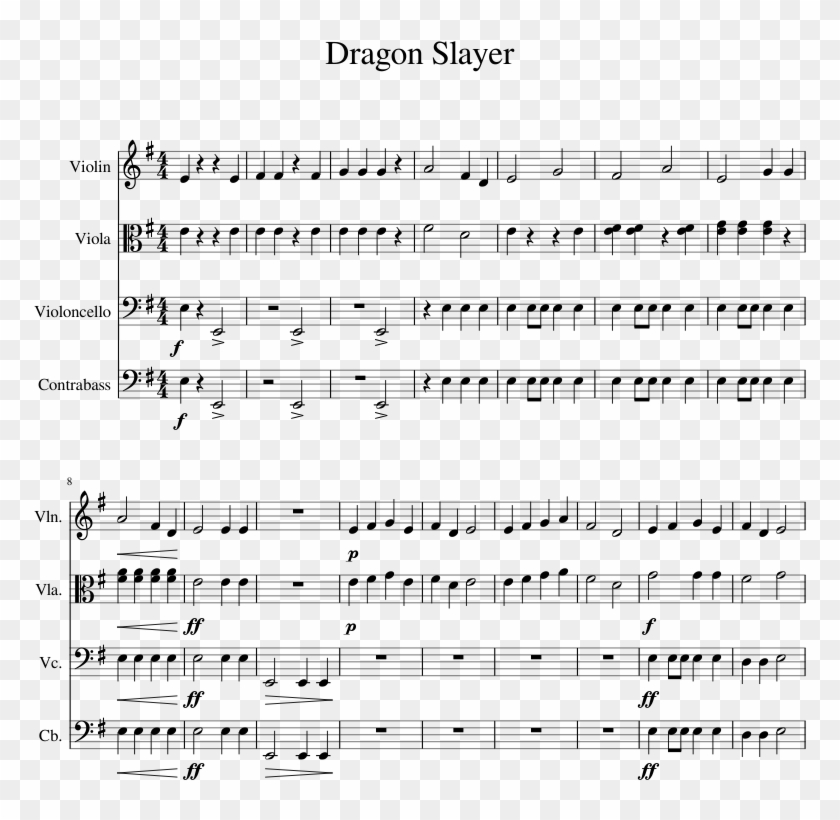 Dragon Slayer Sheet Music For Violin, Viola, Cello, - Legend Of Zelda Theme Clarinet Clipart