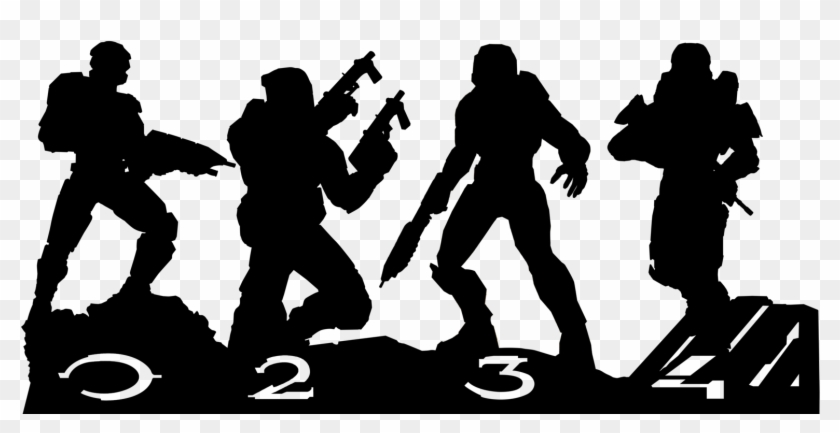 Jpg Free Stock Band Vector Shadow - Halo Master Chief Silhouette Clipart #5812545
