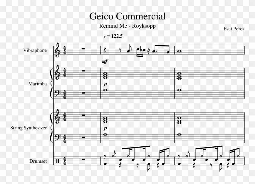 Geico Commercial Sheet Music Composed By Esai Perez - Hellfire Flute Sheet Music Clipart