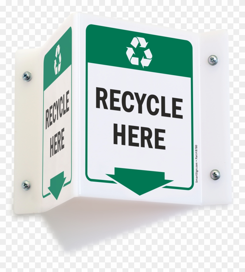 Recycle Here Projecting Recycling Sign - Sign Clipart #5813808