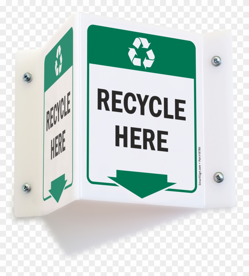 Recycle Here Projecting Recycling Sign - Sign Clipart
